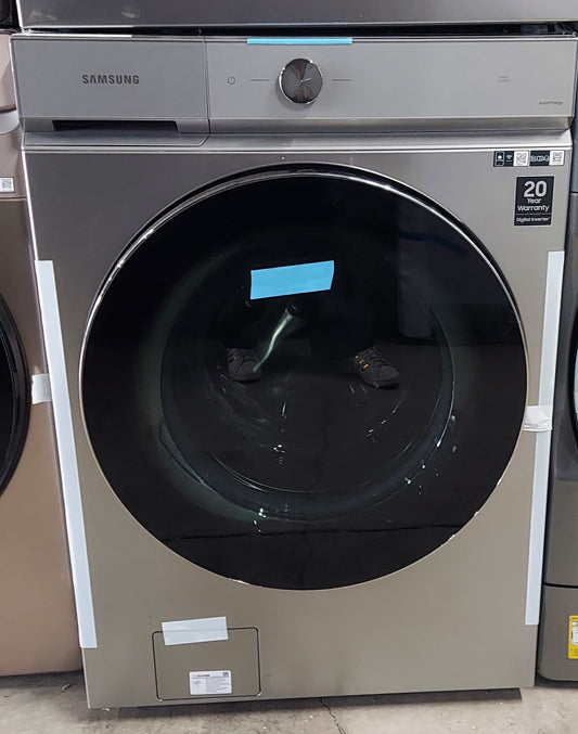 Samsung - Bespoke 5.3 cu. ft. Ultra Capacity Front Load Washer with Super Speed Wash and AI Smart Dial - Silver Steel WF53BB8700ATUS