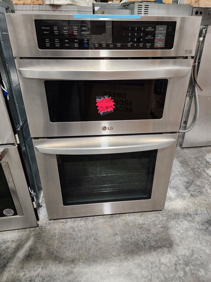 LG - 30" Built-In Electric Convection Smart Combination Wall Oven with Microwave and Infrared Heating - Stainless steel LWC3063ST