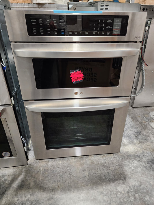 LG - 30" Built-In Electric Convection Smart Combination Wall Oven with Microwave and Infrared Heating - Stainless steel LWC3063ST