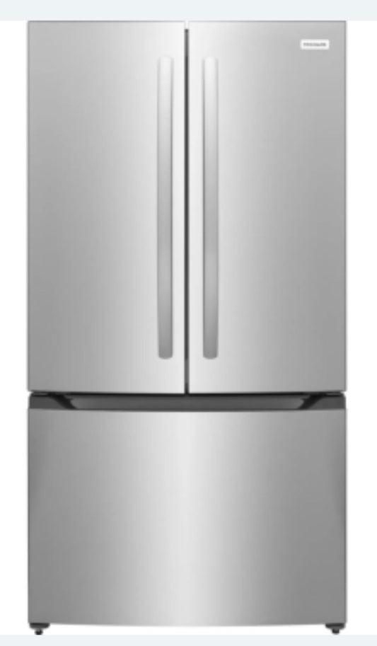 19.9 cu. ft. counter-depth French-door refrigerator in stainless steel. Internal water dispenser, freezer ice maker and gallon door storage. FRFG201LAV