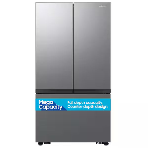 Hisense 26.6 cu. ft. PureFlat standard-depth French-door refrigerator infingerprint-resistant stainless steel. Internal water dispenser, freezer ice maker, and recessed handles. HRF266N6CSE1