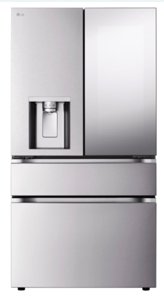 LG 29 cu. ft. four-door French-door refrigerator in stainless steel. Mirror InstaView MyColor Door-in-Door, Full-Convert drawer and Mini Craft Ice. LF29S9775S