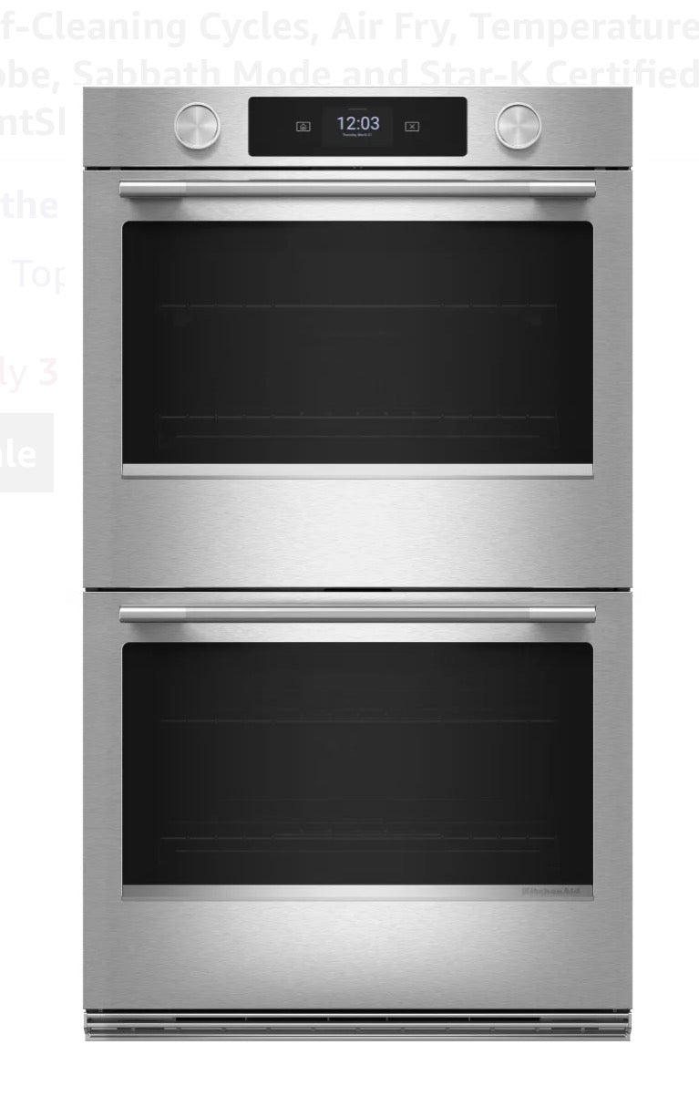 KitchenAid  KOED930SPS30 Inch Double Convection Smart Electric Wall Oven with 10 cu. ft. Total Capacity, Intelligent Cooking Camera, Steam Clean & Self-Cleaning Cycles, Air Fry, Temperature Probe, Sabbath Mode and Star-K Certified: PrintShield™ Stainless