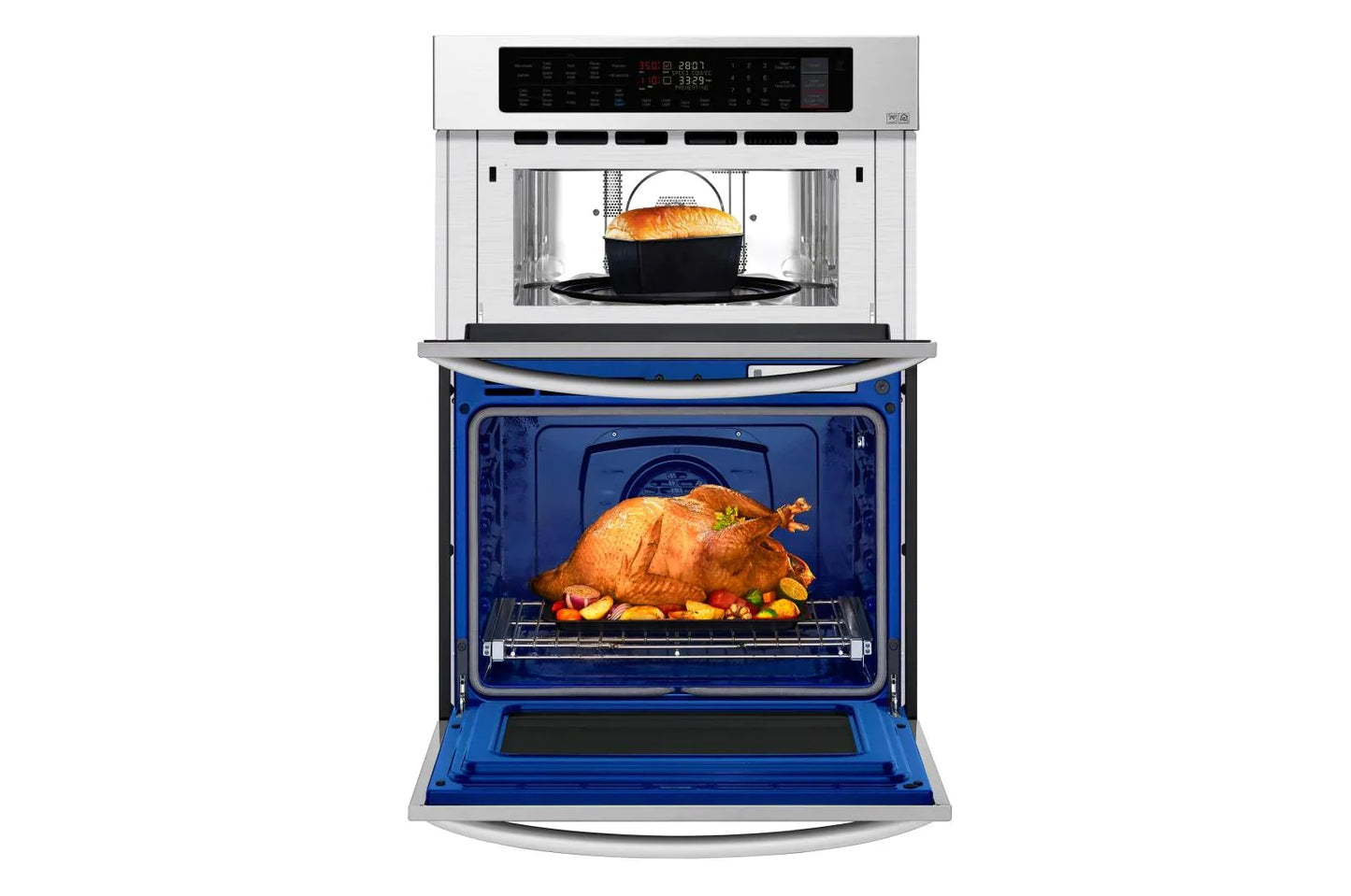 LG - 30" Built-In Electric Convection Smart Combination Wall Oven with Microwave and Infrared Heating - Stainless steel LWC3063ST