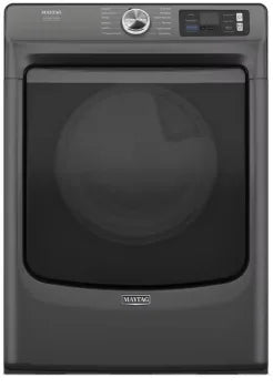 MED7020RU Black dryer with Maytag logo on a white background