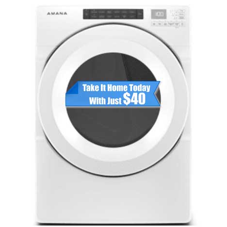 Amana NED5800HW offers 7.4 cu. ft. of capacity and a variety of drying cycles. Take it home today with just $40 at St. Louis Appliance Outlet