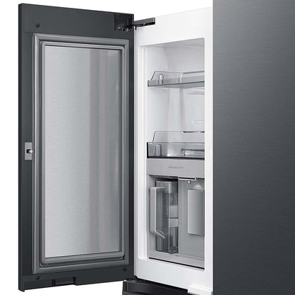 Samsung - BESPOKE 23 cu. ft. 4-Door Flex French Door Counter Depth Smart Refrigerator with Customizable Panel Colors - Matte Black Steel -  RF23A9675MT/AA