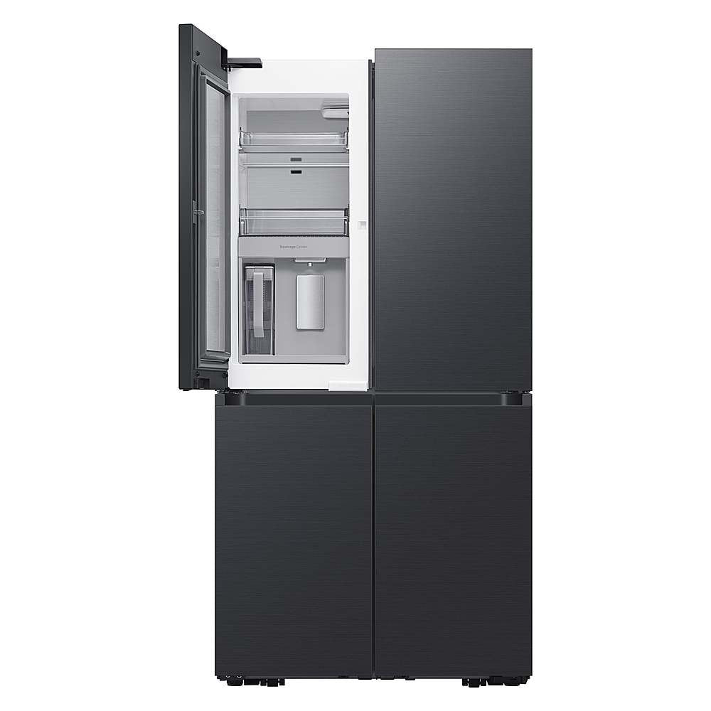 Samsung - BESPOKE 23 cu. ft. 4-Door Flex French Door Counter Depth Smart Refrigerator with Customizable Panel Colors - Matte Black Steel -  RF23A9675MT/AA