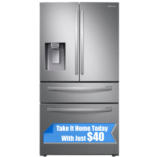 Samsung 23 cu. ft. Counter Depth 4-Door French Door Refrigerator with FlexZone™ Drawer in Stainless Steel (RF24R7201SR)