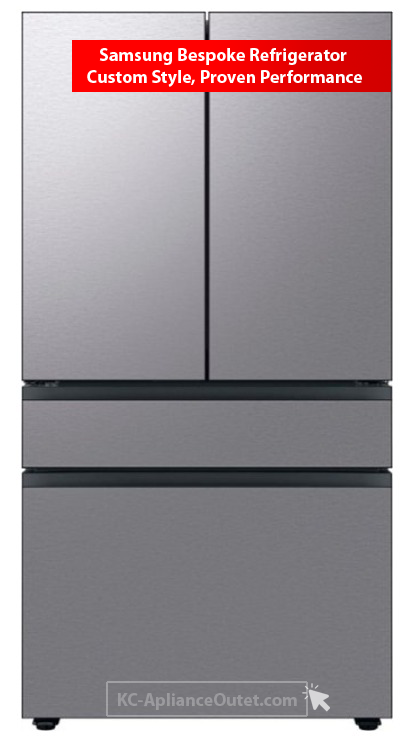 Samsung - 23 cu. ft. Bespoke Counter Depth 4-Door French Door Refrigerator with Beverage Center™ - Stainless Steel RF23BB8600QLAA