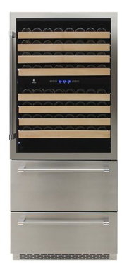 Vinotemp - 135-Bottle Wine Cooler with Drawer - Black EL-BWC30TB-S