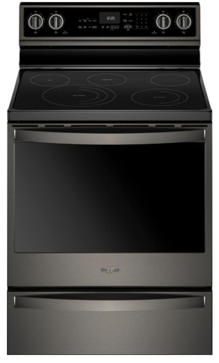 Whirlpool 6.4 Cu. Ft. Smart Freestanding Electric Range with Frozen Bake Technology - Fingerprint Resistant Black Stainless Steel-WFE975H0HV
