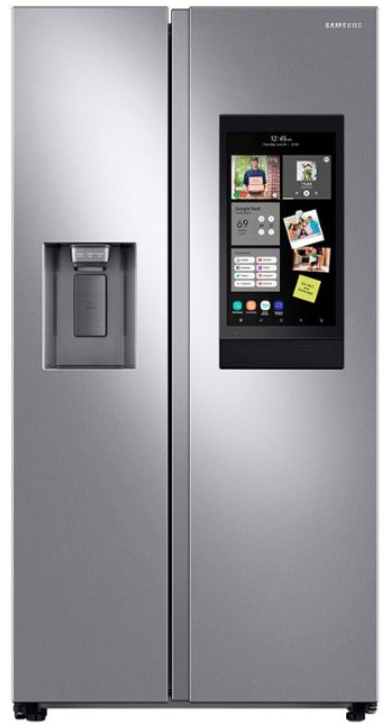 Samsung - 21.5 Cu. Ft. Side-by-Side Counter-Depth Refrigerator with 21.5" Touchscreen Family Hub - Stainless Steel RS22T5561SR/AA