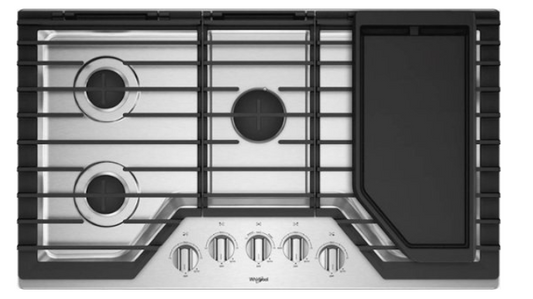 Whirlpool - 36" Gas Cooktop - Stainless Steel WCG97US6HS
