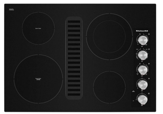 KitchenAid - 30" Electric Downdraft Cooktop - Black KCED600GBL