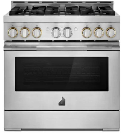 JennAir Rise JGRP436HL 36 Inch Freestanding Pro-Style Gas Smart Range with 6 Sealed Burners