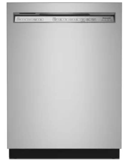 KitchenAid KDFE104KPS 24 Inch Full Console Dishwasher with 12 Place Setting Capacity, 5 Wash Cycles, Adjustable Upper Rack, 47 dBA Noise Level, ProWash™ Cycle, Heat Dry Option, Express Wash Cycle, and ENERGY STAR®: Stainless Steel, PrintShield™ Finish