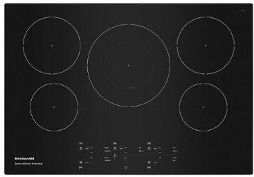 KitchenAid - 36" Built-In Electric Induction Cooktop with 5 Elements - Black KCIG556JBL