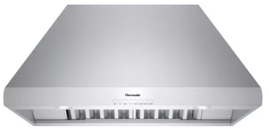 Thermador Professional Series HPCN36NS 36 Inch Wall Mount Chimney Hood with Separate Blower Option, Auto Function Self-Adjust, Dishwasher-Safe Stainless Steel Baffle Filters, 2 Dimmer Halogen Lights and Electronic Button Controls