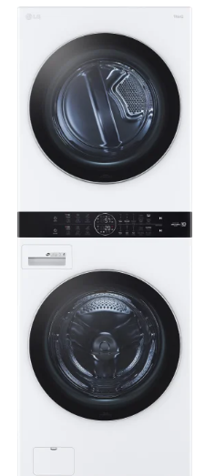 LG WKEX200HWA 27 Inch Smart Electric WashTower with 4.5 cu. ft. Washer Capacity, 7.4 cu. ft. Dryer Capacity, TurboWash™360° Technology, Allergiene™ Wash Cycle, LG ThinQ® Technology, AI Fabric Sensor, and ENERGY STAR® Certified: White