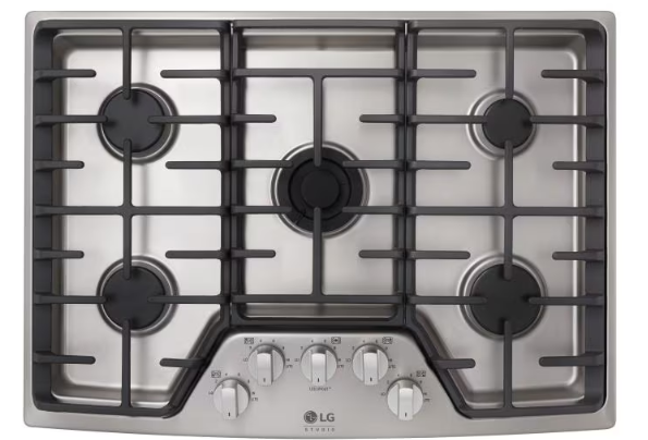 LG - STUDIO 30" Built-In Gas Cooktop with 5 Burners and UltraHeat - Stainless Steel LSCG307ST