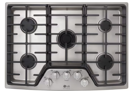 LG - STUDIO 30" Built-In Gas Cooktop with 5 Burners and UltraHeat - Stainless Steel LSCG307ST