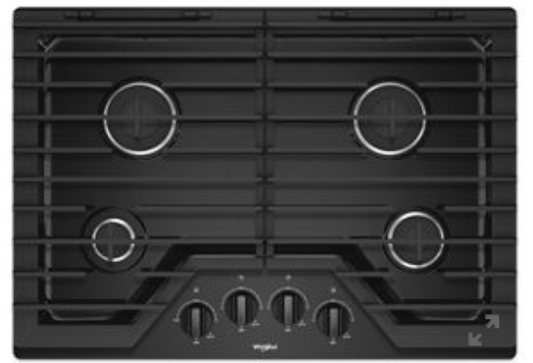 Whirlpool - 30" Gas Cooktop - Black WCG55US0HB