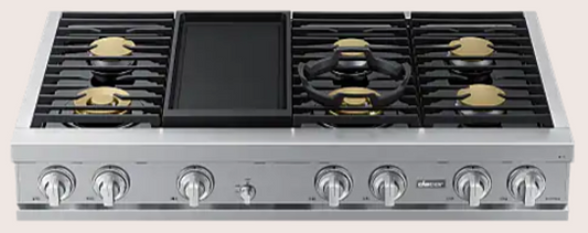 Dacor 48 Inch Gas Rangetop with Built-In Griddle DTT48T963GS
