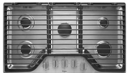 Whirlpool WCG97US6DS 36 Inch 5-Burner Gas Cooktop with FlexHeat Burner, SpeedHeat Burner, EZ-2-Lift Grates, SpillGuard Design and Wall Oven Compatible