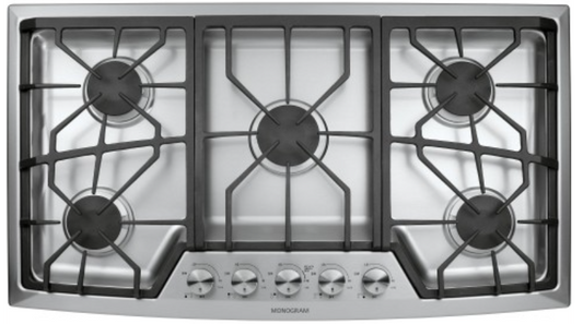 GE Monogram 36" Stainless Steel Gas Cooktop (Natural Gas) ZGU385NSMSS