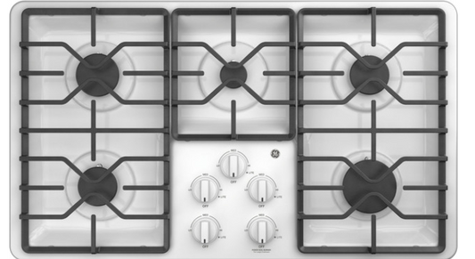 GE® 36" Built-In Gas Cooktop with Dishwasher-Safe Grates JGP3036DLWW