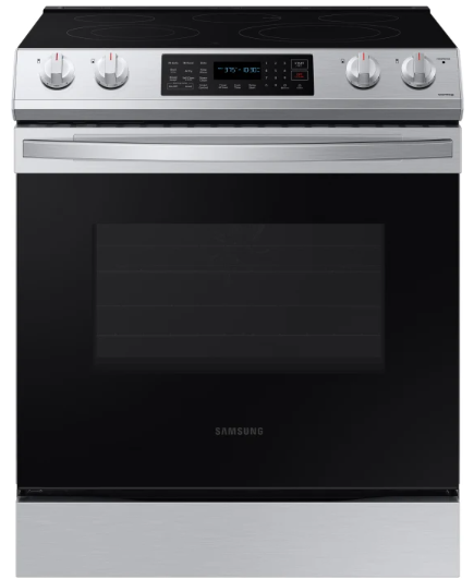 Samsung NE63BG8315SS 30 Inch Slide-In Smart Electric Range with 5 Radiant Element Cooktop