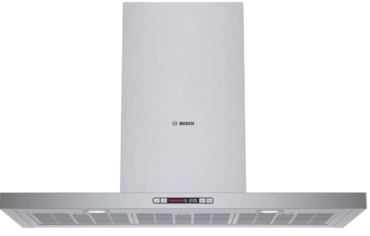 Bosch 500 Series HCB56651UC Wall Mount Chimney Range Hood with 600 CFM Internal Blower, 4-Speed Touch Controls, Heat Sensor, Built-in Timer, and Halogen Lighting: 36" Width
