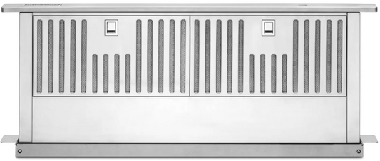 KitchenAid KXD4636YSS Downdraft Ventilation System with 585 CFM Interior Pro Motor, 65K BTU Threshold, Reversible Motor Box, 4 Speed Control, and Dishwasher Safe Mesh Filters: 36" Width