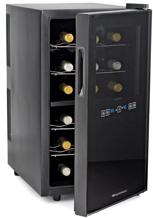 WINE ENTHUSIAST 2720318 18 Bottle Two Temperature Wine Cooler