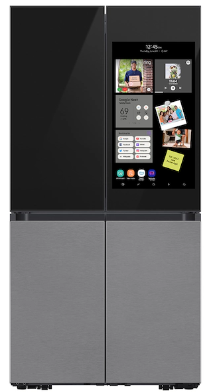 Bespoke Counter Depth 4-Door Flex™ Refrigerator (23 cu. ft.) with Family Hub™ + in Charcoal Glass Top and Stainless Steel Bottom Panels RF23CB9900QKAA