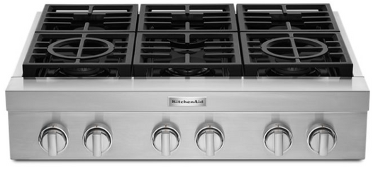 KitchenAid® 36'' 6-Burner Commercial-Style Gas Rangetop KCGC506JSS