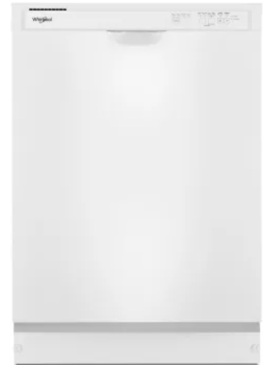 Whirlpool WDF341PAPW 24 Inch Full Console Dishwasher with 12 Place Setting, 57 dBA, 4 Wash Cycles, PVC Coated Racks, Plastic Tub, Boost Cycle, Quick Wash, Energy Star®, and Star K: White