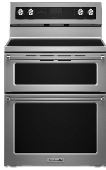 KitchenAid - 6.7 Cu. Ft. Self-Cleaning Freestanding Double Oven Electric Convection Range - Stainless Steel KFED500ESS