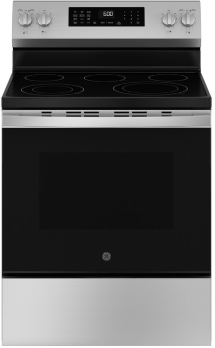 GE® 30" Free-Standing Electric Convection Range with No Preheat Air Fry and EasyWash™ Oven Tray GRF600AVSS