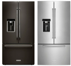 KitchenAid 23.8 cu. ft. 36" Counter-Depth French Door Platinum Interior Refrigerator with PrintShield Finish KRFC704F(P/B)S