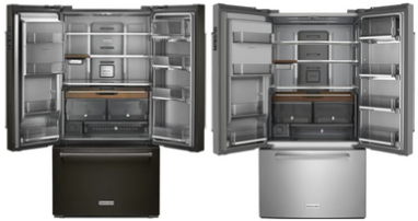 KitchenAid 23.8 cu. ft. 36" Counter-Depth French Door Platinum Interior Refrigerator with PrintShield Finish KRFC704F(P/B)S