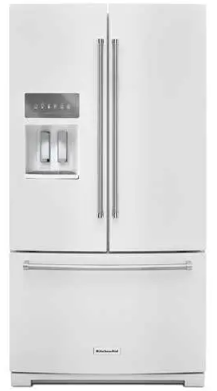 KitchenAid REFURBISHED 26.8 cu. ft. 36" Width Standard Depth French Door Refrigerator - White KRFF507EWH