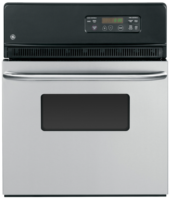 GE JRS06SKSS 24 Inch Single Electric Wall Oven with 2.7 cu. ft. Traditional Manual Clean Oven, Interior Oven Light and SmartSet Controls: Stainless Steel