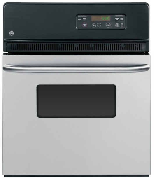 GE JRS06SKSS 24 Inch Single Electric Wall Oven with 2.7 cu. ft. Traditional Manual Clean Oven, Interior Oven Light and SmartSet Controls: Stainless Steel
