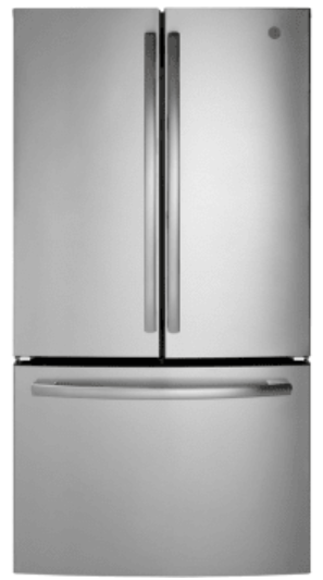 GE GNE27JYMFS 36 Inch French Door Refrigerator with 27 cu. ft. Capacity, Quick Space Shelf, Deli Drawer, LED Lighting, Ice Maker, Enhanced Shabbos Mode Capable, Internal Water Dispenser, and ENERGY STAR® Qualified: Fingerprint Resistant Stainless Steel