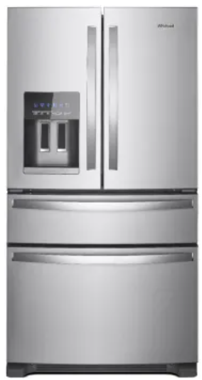 Whirlpool WRMF3636RZ 36 Inch 4-Door French Door Refrigerator with 24.5 Cu. Ft. CapacityExternal Ice/Water Dispenser, Icemaker, and ENERGY STAR®: Fingerprint Resistant Stainless Steel