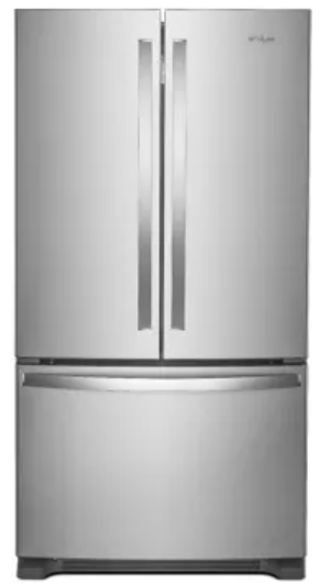 Whirlpool WRFF3236RZ 36 Inch Freestanding French Door Refrigerator with 25.2 Cu. Ft. CapacityInternal Water Dispenser, Icemaker, and ENERGY STAR®: Fingerprint Resistant Stainless Steel