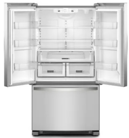 Whirlpool WRFF3236RZ 36 Inch Freestanding French Door Refrigerator with 25.2 Cu. Ft. CapacityInternal Water Dispenser, Icemaker, and ENERGY STAR®: Fingerprint Resistant Stainless Steel