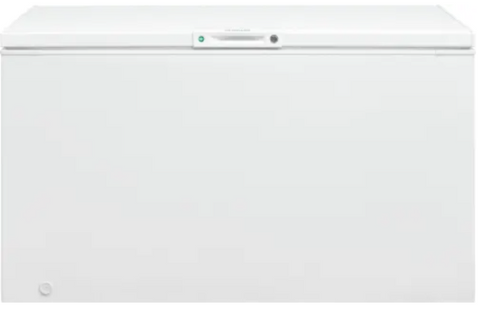 Frigidaire FFCL1542AW 56 Inch Chest Freezer with 14.8 Cu. Ft. Capacity, Removable Baskets, External Temperature Control, LED Interior Light, Power-on Indicator Light, Lock, Defrost Water Drain, Manual Defrost, and CSA Listed